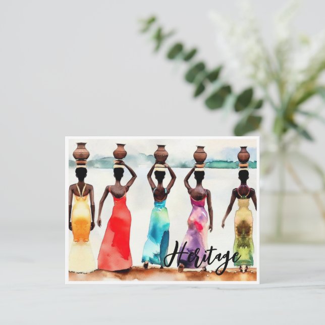 Cartão Postal Mulheres Africanas Basquete de Cabeças Patrimônio  (Em pé/Frente)