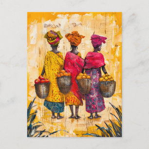 Cartão Postal Mulheres Africanas Carregando Frutas e Legumes