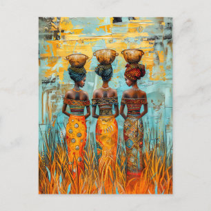 Cartão Postal Mulheres Africanas com Bolinhos de Água