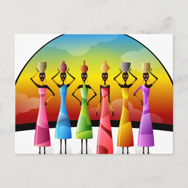 Cartão Postal Mulheres africanas com cerâmica nas cabeças (Frente)