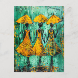 Cartão Postal Mulheres Africanas com Guarda-Chuvas
