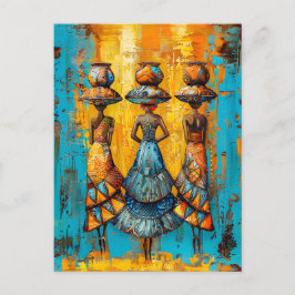 Cartão Postal Mulheres Africanas com Jugs de Água