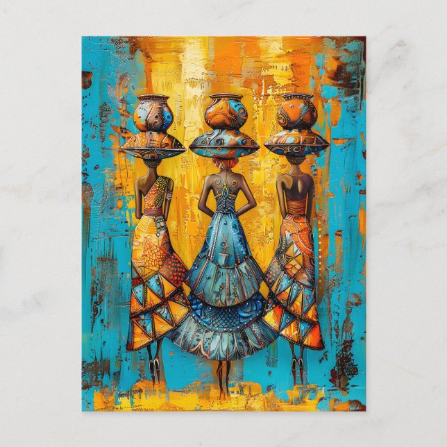 Cartão Postal Mulheres Africanas com Jugs de Água (Frente)