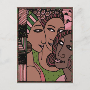 Cartão Postal Mulheres afro-americanas rosa e verde