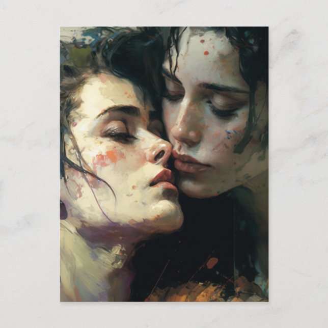 Cartão Postal Mulheres Apaixonadas Pintadas Coloridas (Frente)