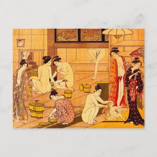 Cartão Postal Mulheres Bathing, Torii Kiyonaga Belas Artes Japon