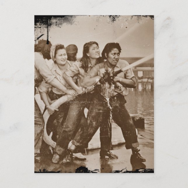 Cartão Postal Mulheres Bombeiros Pearl Harbor 7 de dezembro (Frente)