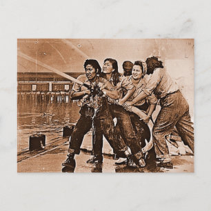 Cartão Postal Mulheres Bombeiros Pearl Harbor 7 de dezembro