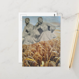 Cartão Postal Mulheres Cantando em uma Colagem de Campo de Trigo