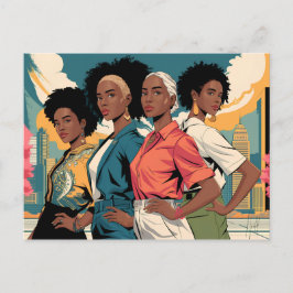 Cartão Postal Mulheres com Força na Moda Urbana