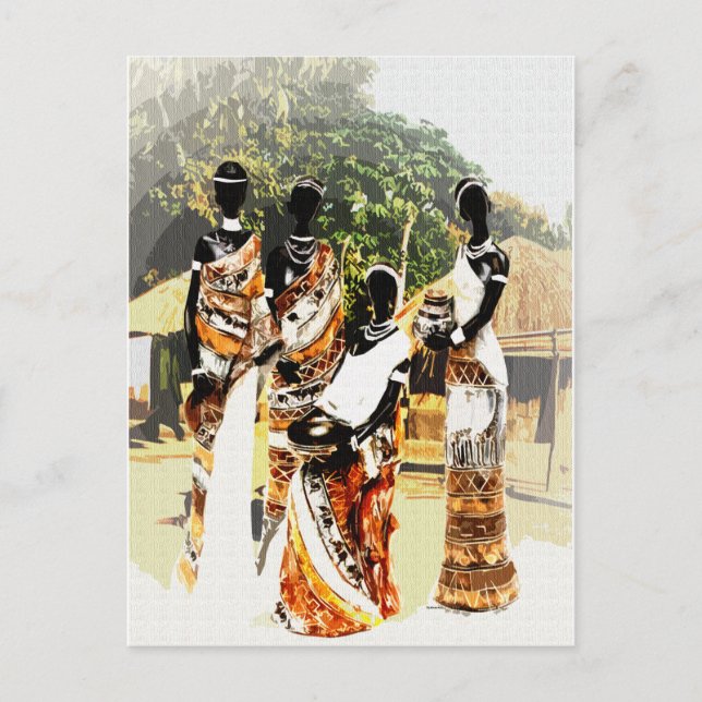 Cartão Postal Mulheres da Aldeia Tribal Africana (Frente)