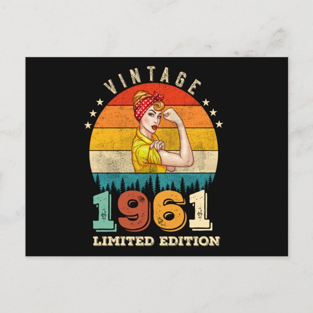 Cartão Postal Mulheres de 61 Anos Aniversário 1961 Vintage 61º A (Frente)