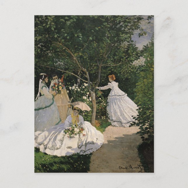 Cartão Postal Mulheres de Claude Monet | no jardim, 1866 (Frente)