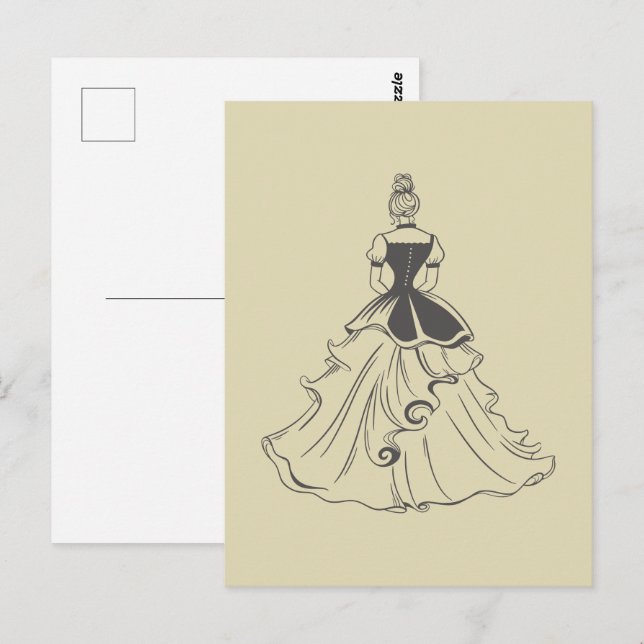 Cartão Postal Mulheres de vintagem de vestido (Frente/Verso)