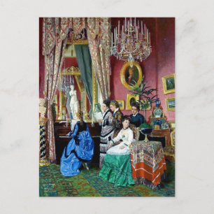 Cartão Postal Mulheres do Partido da Casa Vitoriana, pintura mus