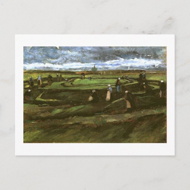 Cartão Postal Mulheres Enviando Redes nas Dunas Van Gogh Belas A (Frente)