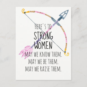 Cartão Postal Mulheres Motivacionais Fortes Arco Boho Pena