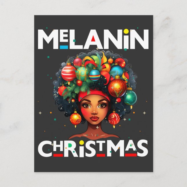 Cartão Postal Mulheres negras melanina de Natal Irmã Xmas Sistas (Frente)