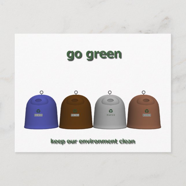 Cartão Postal Mulheres reciclagens (note a direita) (Frente)