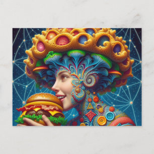 Cartão Postal Mulheres Surreais com cheeseburger