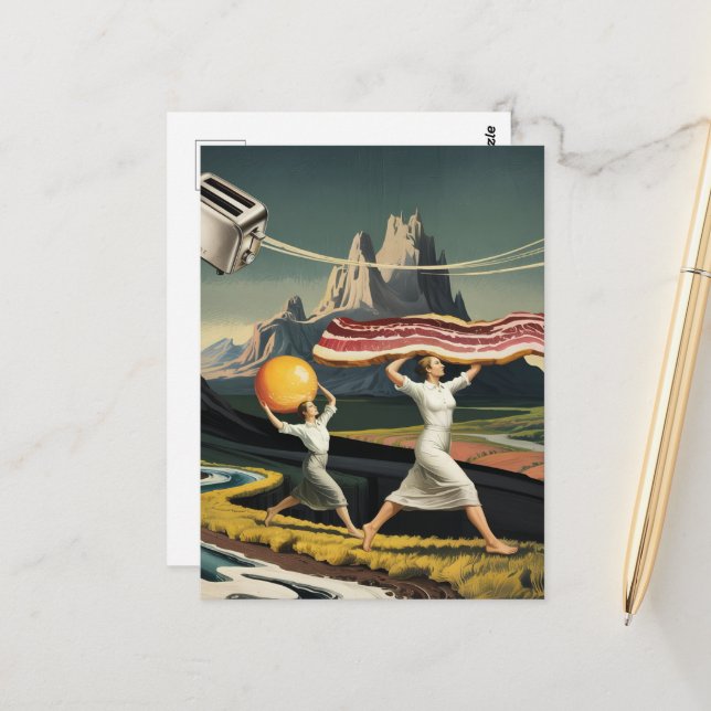 Cartão Postal Mulheres surreais no café da manhã (Frente/Verso In Situ)