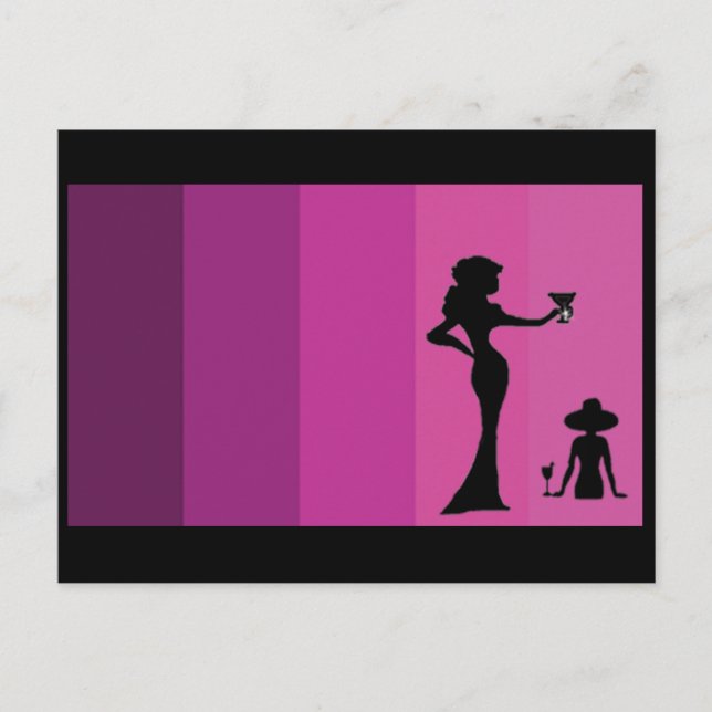 Cartão Postal Mulheres Tostando Silhouette (Frente)