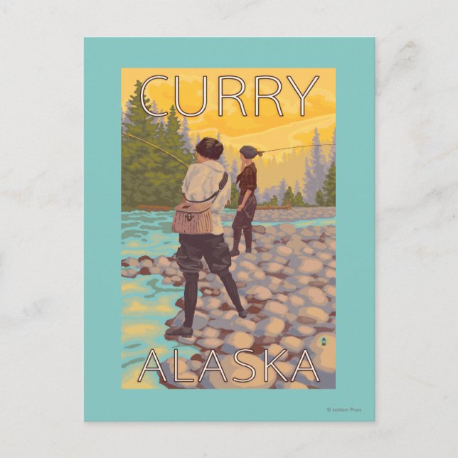 Cartão Postal Mulheres Voam Pescado - Curry, Alasca (Frente)