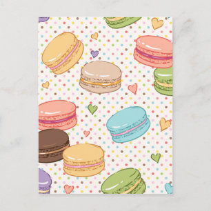 Cartão Postal multi cor,macaroon,corações,bolinhas,padrão,divers