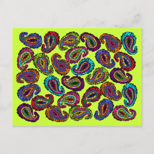 Cartão Postal Multicolor Paisley