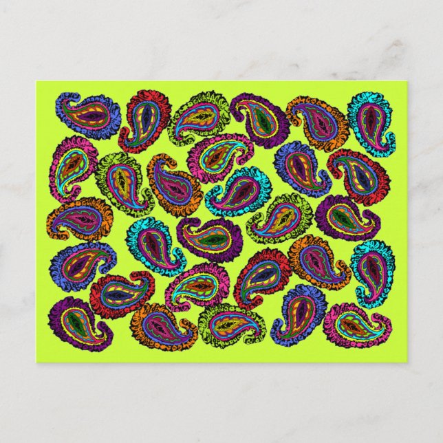 Cartão Postal Multicolor Paisley (Frente)