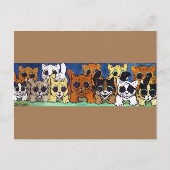 Cartão Postal Multidão de Gatos, Louis Wain (Frente)