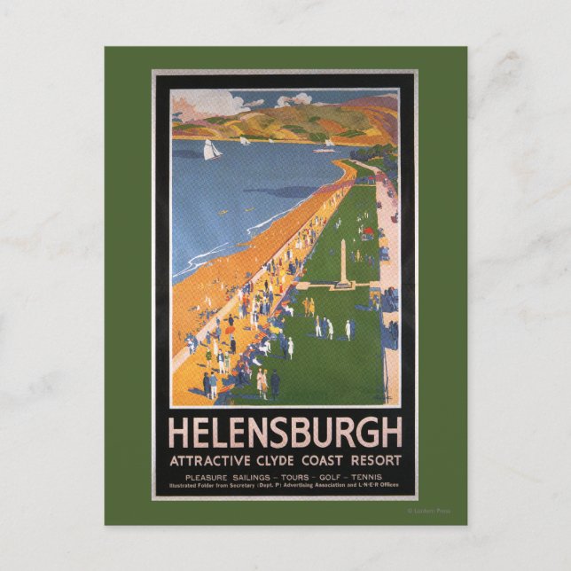 Cartão Postal Multidões ao longo da Poster dos Caminhos de Ferro (Frente)