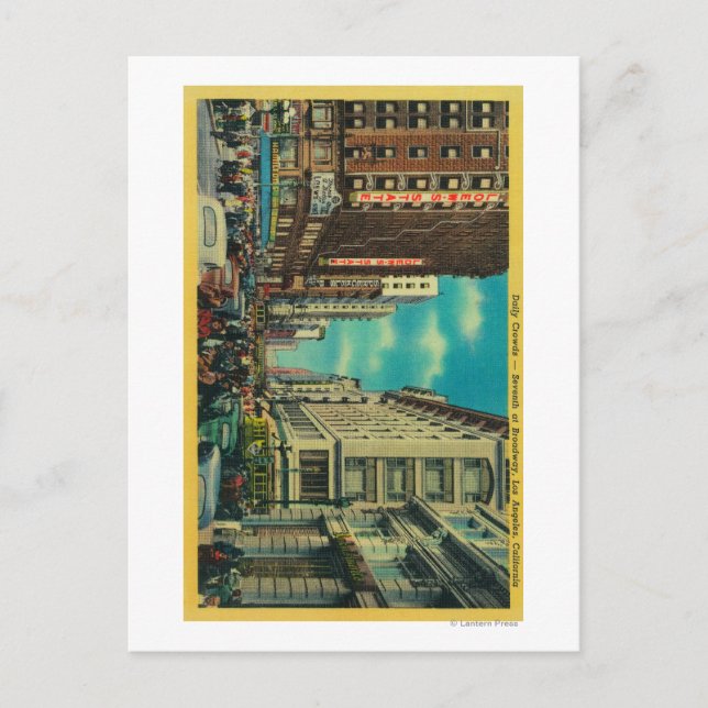 Cartão Postal Multidões Diárias na Sétima e na Broadway (Frente)