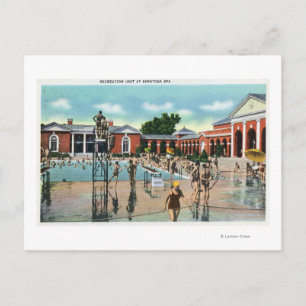 Cartão Postal Multidões em Saratoga Spa Nadando Piscina