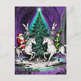 Cartão Postal Multiple Holidays Spooky Party with Unicorns