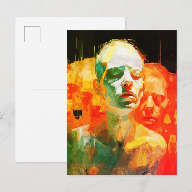 Cartão Postal Multiplicidade do Retrato Emocional Abstrato de Me (Frente/Verso)