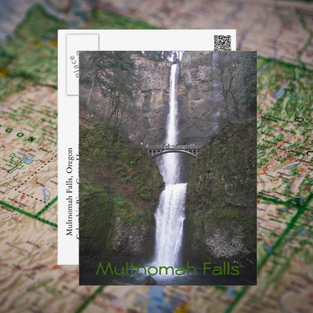 Cartão Postal Multnomah Falls, Oregon - Foto Viagem (In Situ Map)