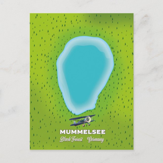 Cartão Postal Mummelsee Floresta Negra mapa Alemanha. (Frente)