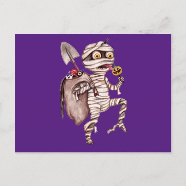 Cartão Postal Mummy fantasma vintage Halloween (Frente)