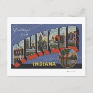 Cartão Postal Muncie, Indiana - Cenas Largas
