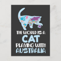Mundo é um gato brincando de humor viajante na Aus