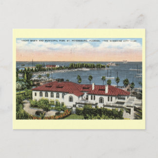 Cartão Postal Municipal Pier, Ruas. Petersburgo, Flórida Vintage