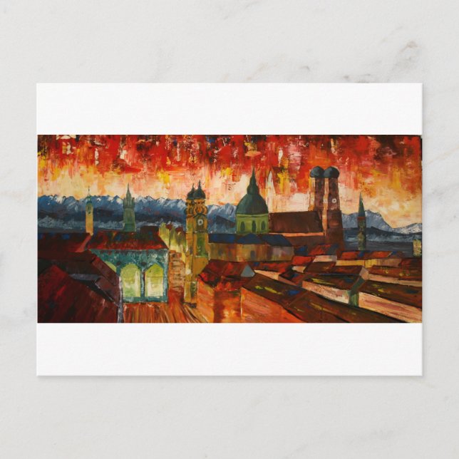 Cartão Postal Munique Com Alpes Panorama (Frente)