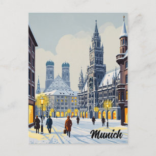 Cartão Postal Munique Marienplatz Alemanha Flores