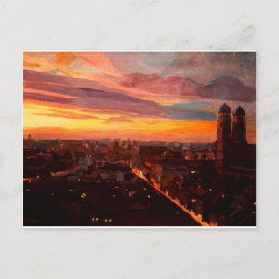 Cartão Postal Munique Sunset Com Igreja De Nossa Senhora