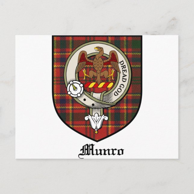 Cartão Postal Munro Clan Crest Crachá Tartan (Frente)