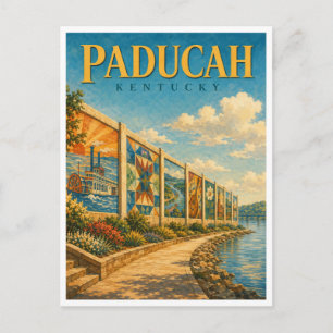 Cartão Postal Mural da Enchente de Paducah Kentucky GeoSaga