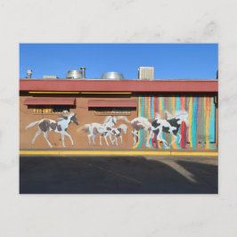 Cartão Postal Mural de Cavalos de Tintas em Execução, Tucumcari,