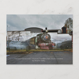 Cartão Postal Mural do Comboio do Coelho do Pântano no Café de P