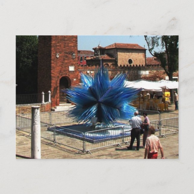 Cartão Postal Murano, Itália Torre de Relógio e Escultura de Vid (Frente)